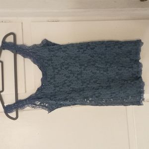 SoftSurroundings grayish blue lace with inner lining cami top size L